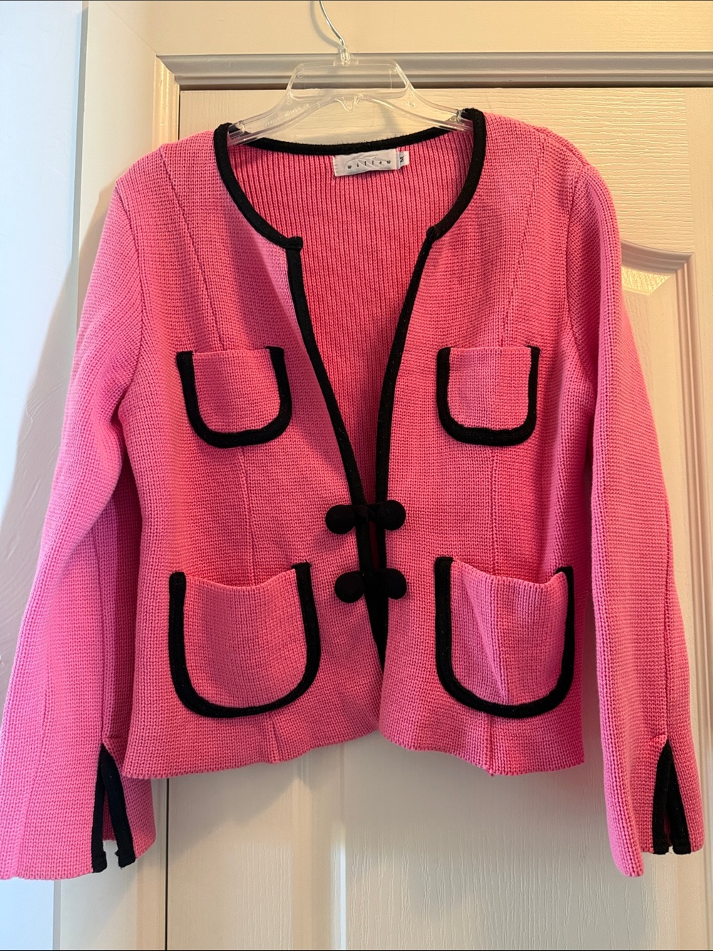 Willow Pink Knit Blazer with Black Trim